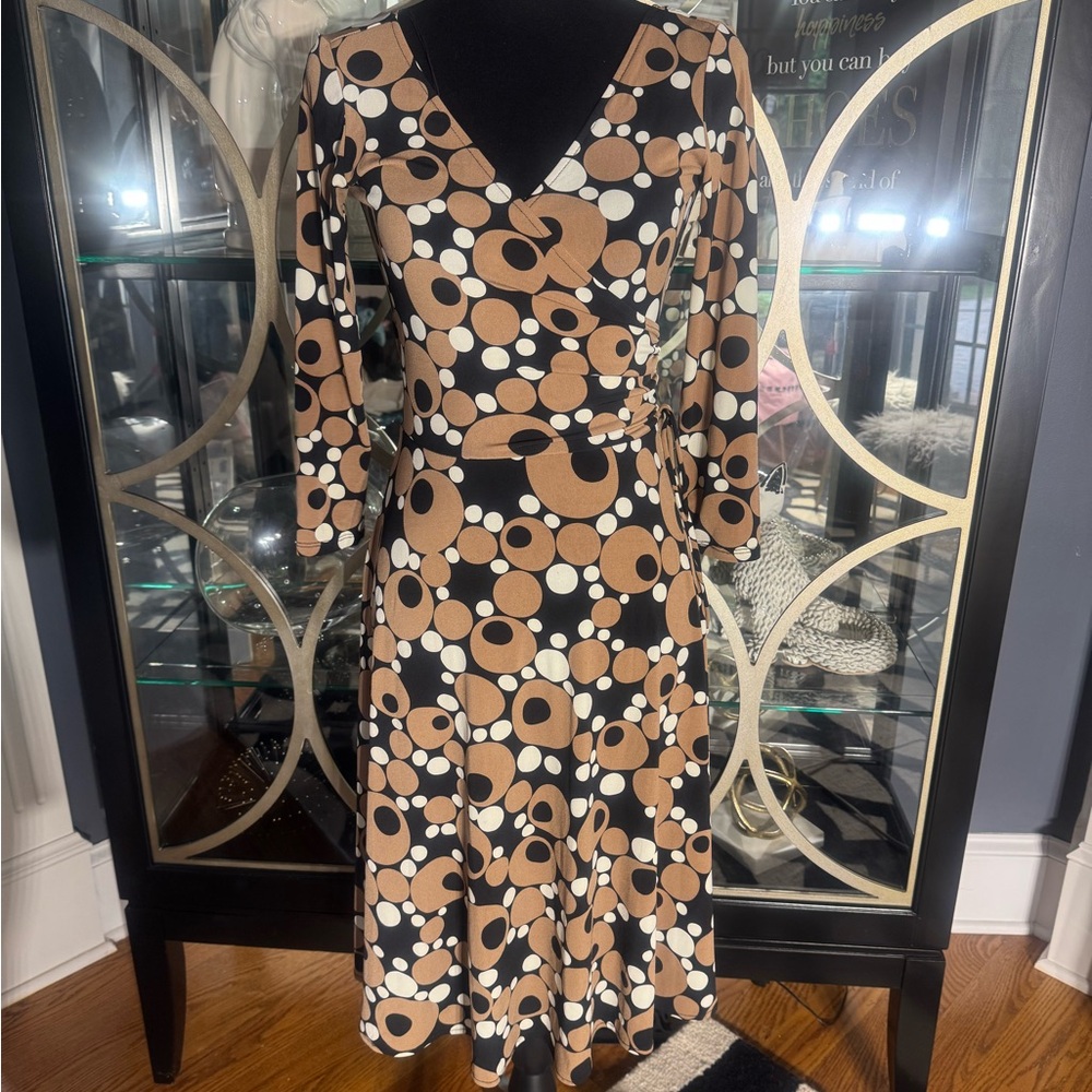 London Times Retro Circle Print Dress